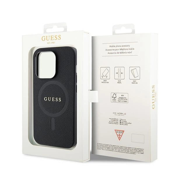 Guess GUHMP15LPSAHMCK iPhone 15 Pro 6.1" black/black hardcase Saffiano MagSafe