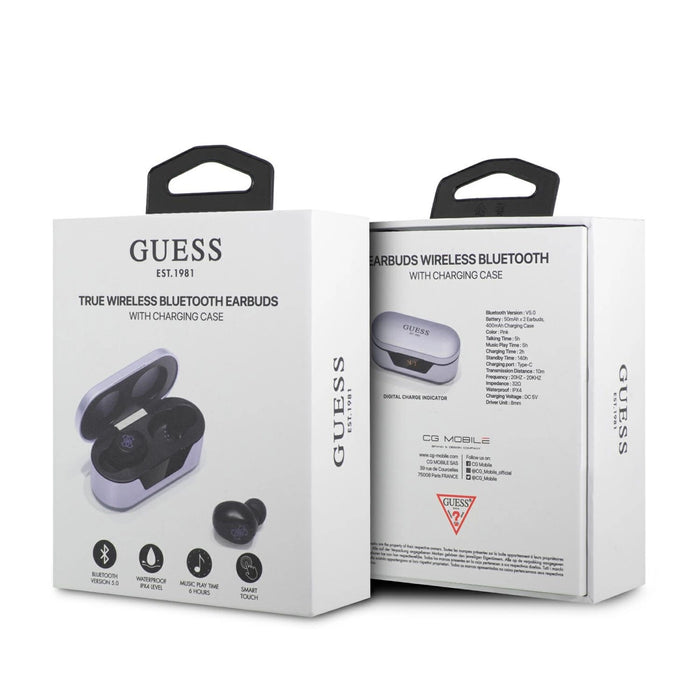 Guess GUTWST31EU TWS Bluetooth headphones + docking station purple/purple