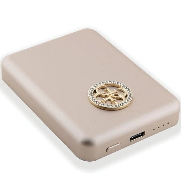 Guess MagSafe 4G Strassed Metal Logo induction power bank 15W 5000mAh - gold