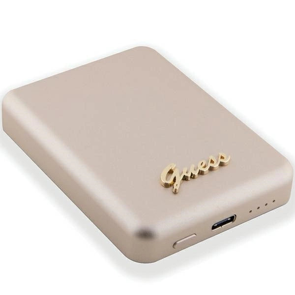 Guess MagSafe Metal Script Logo induction power bank 15W 5000mAh - gold