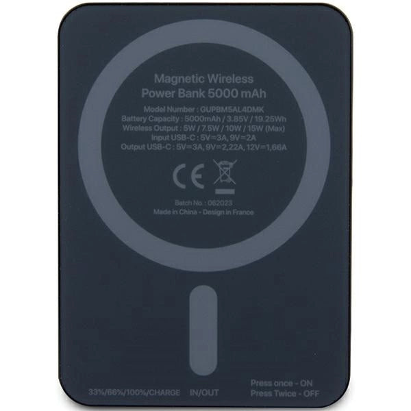 Guess MagSafe Metal Script Logo induction power bank 15W 5000mAh - black