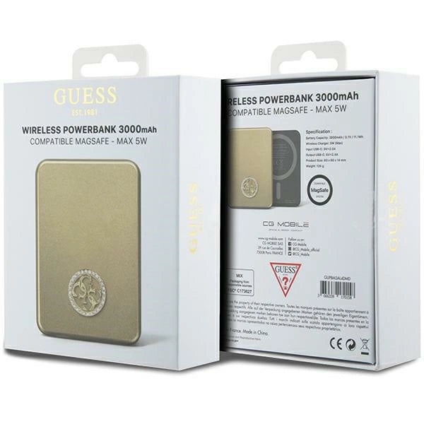 Guess MagSafe 4G Strassed Metal Logo induction power bank 5W 3000mAh - gold