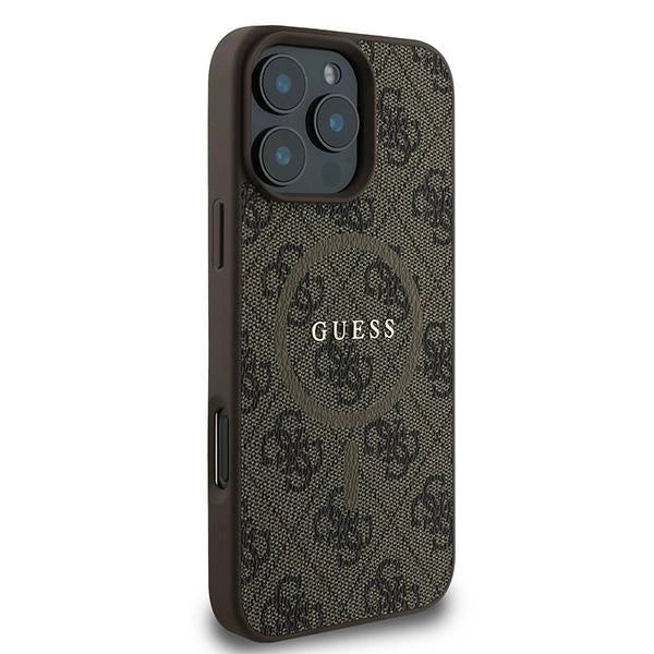 Guess 4G Ring Classic Logo MagSafe iPhone 16 Pro Case - Brown