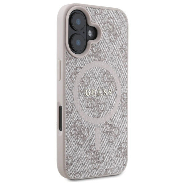 Guess 4G Ring Classic Logo MagSafe iPhone 16 Case - Pink