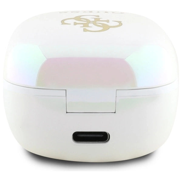 Guess Bluetooth headphones GUTWSJ144ESH TWS + docking station white/white Iridescent 4G Printed Logo