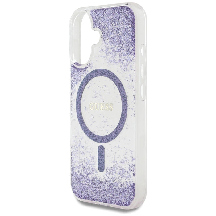 Guess HC Resin Bottom Glitter MagSafe case for iPhone 16 - purple