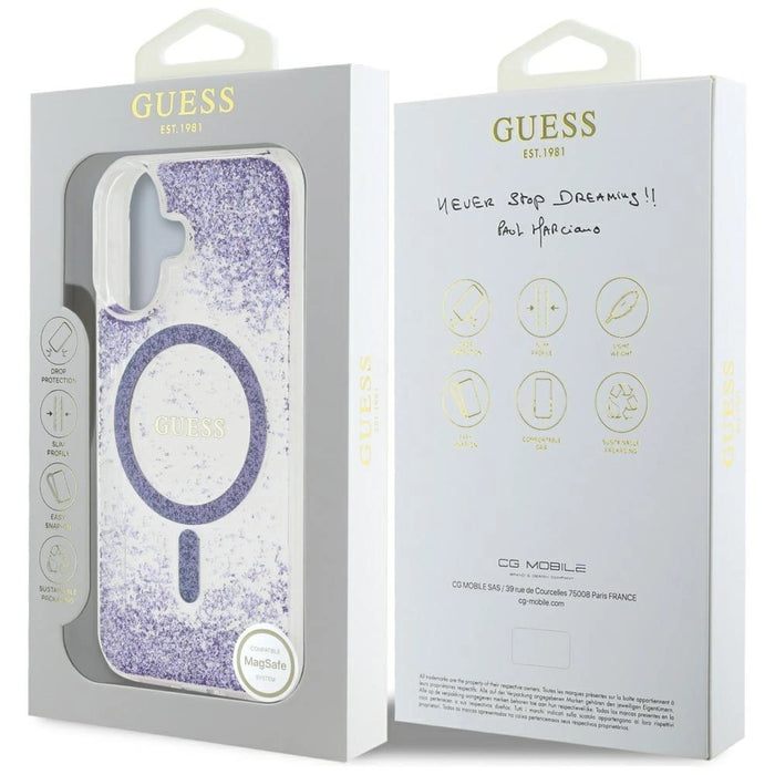 Guess HC Resin Bottom Glitter MagSafe case for iPhone 16 - purple