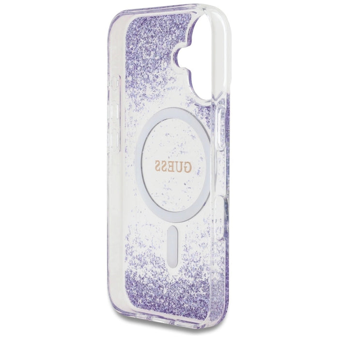 Guess HC Resin Bottom Glitter MagSafe case for iPhone 16 - purple