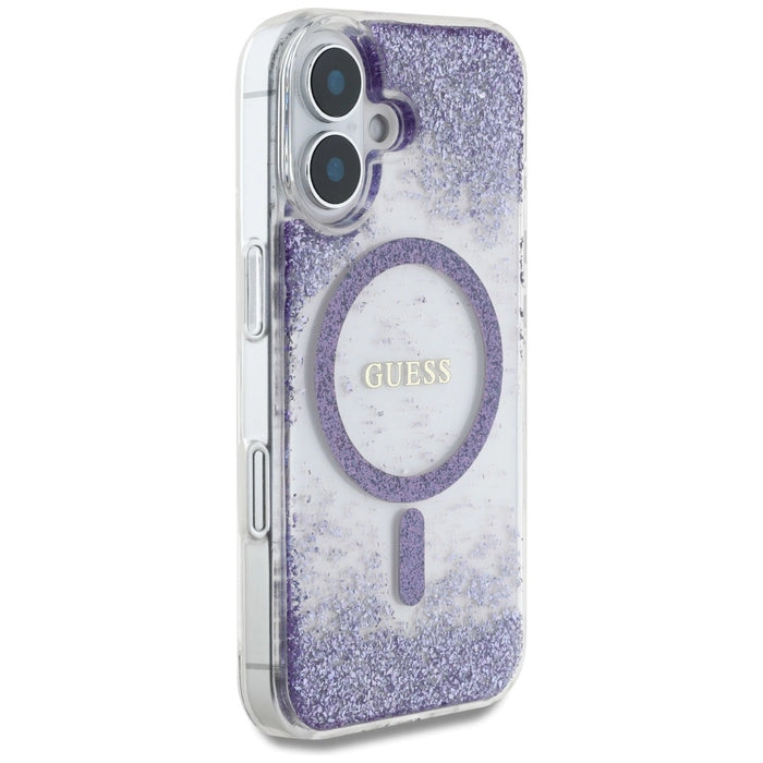Guess HC Resin Bottom Glitter MagSafe case for iPhone 16 - purple