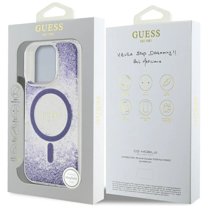 Guess HC Resin Bottom Glitter MagSafe case for iPhone 16 Pro - purple