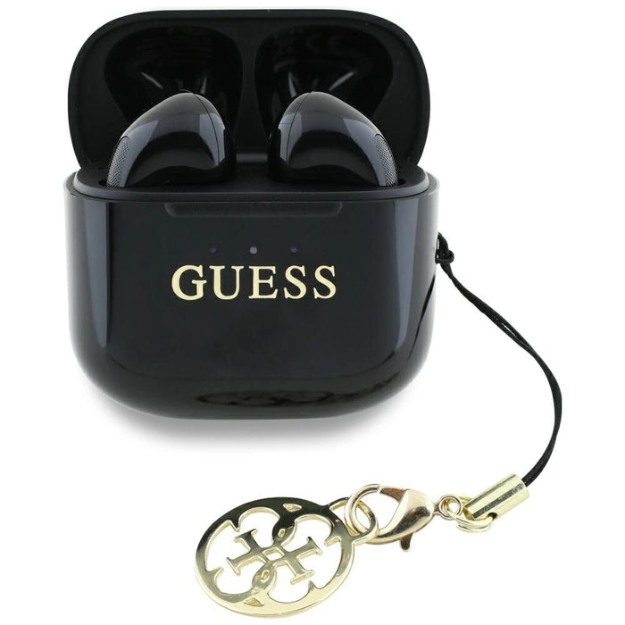 Guess Glossy Effect Printed Classic Logo &amp; Charm TWS headphones - black