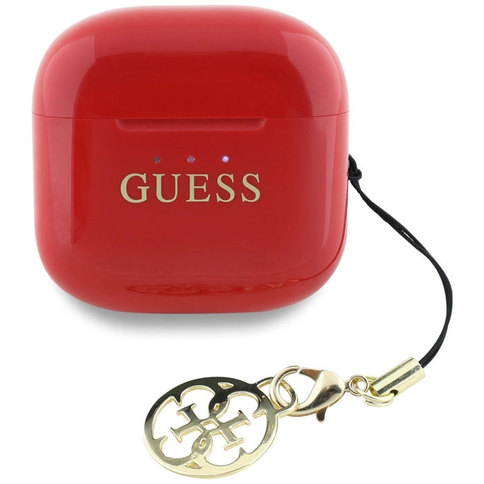 Guess Glossy Effect Printed Classic Logo &amp; Charm TWS headphones - red