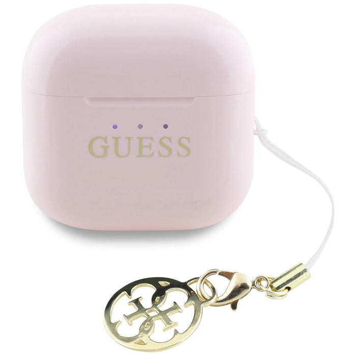 TWS Guess Glossy Effect Printed Classic Logo &amp; Charm Headphones - Pink