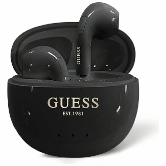 Guess Glossy Effect Egg Shape Printed Classic Logo TWS headphones - black