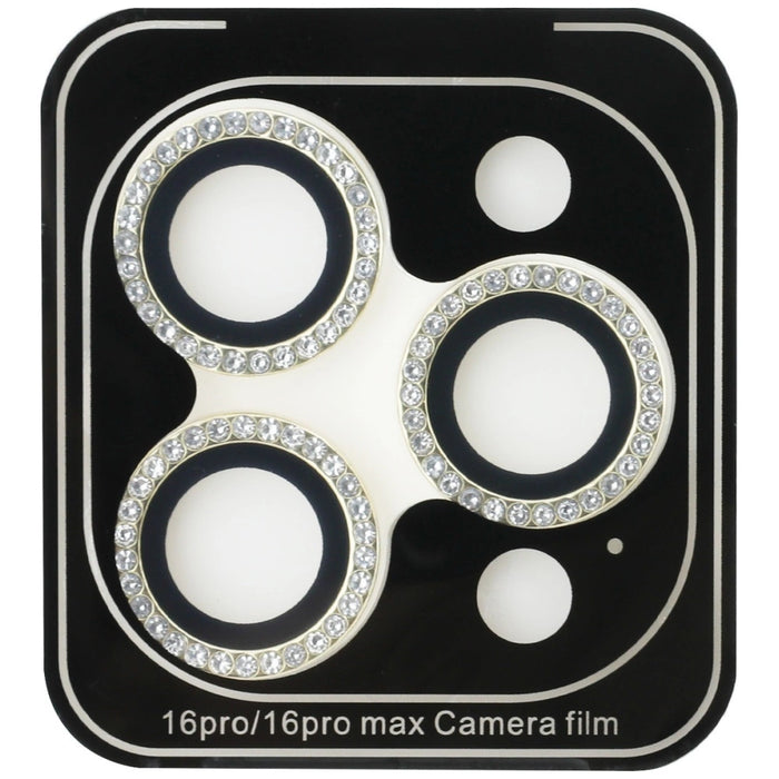 Guess BP Rhinestone 2in1 Screen Protector and Camera Lens Set for iPhone 16 Pro Max - Gold