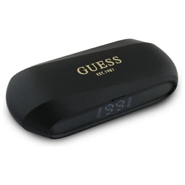 Guess Elongated Metallic Printed Logo Bluetooth TWS Headphones + Docking Station - Black