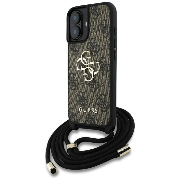 Guess 4G Big Logo Cord Stap Crossbody Case for iPhone 16 Brown