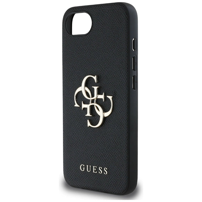 Guess PU Grained 4G Metal Logo case for iPhone 16e - black