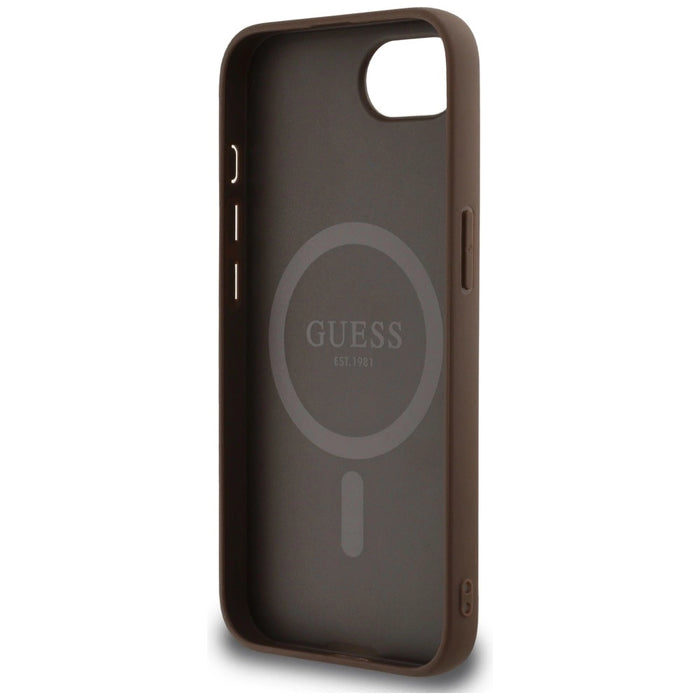 Guess 4G Circle Classic Logo MagSafe case for iPhone 16e - brown