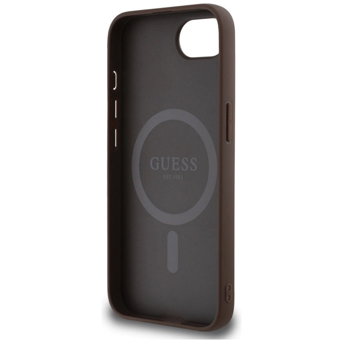 Guess 4G Ring Classic Logo MagSafe iPhone 16e Case - Brown