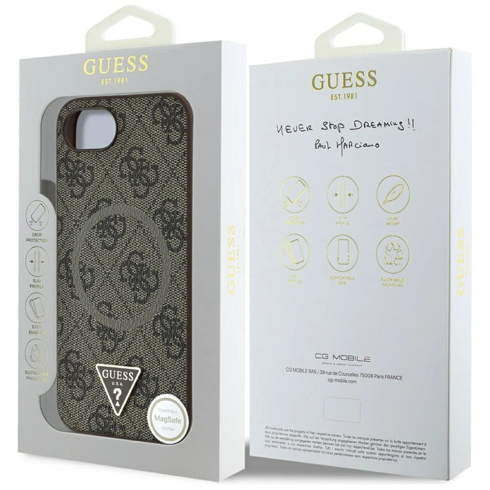 Guess 4G Ring Triangle Logo MagSafe iPhone 16e Case - Brown