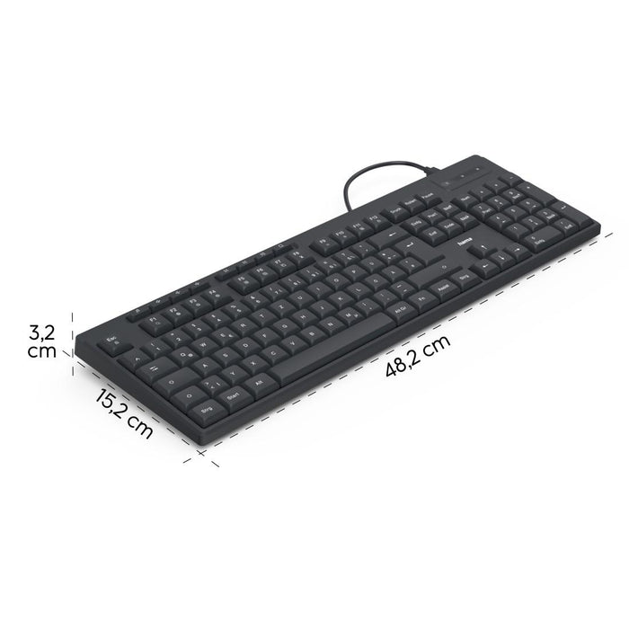 HAMA Wired keyboard CK-200, Cyrillic, USB-A, USB-C, multi-buttons