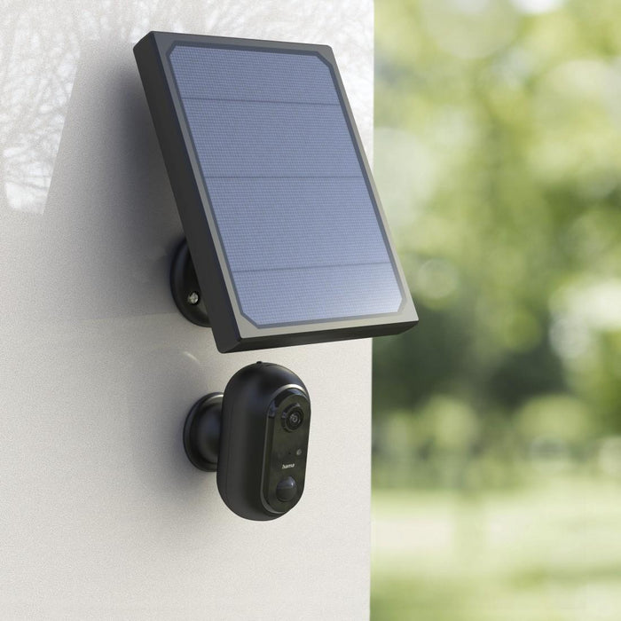 Hama WiFi Outdoor Camera, With Solar Panel, Batteries, Motion Detector, 1080p