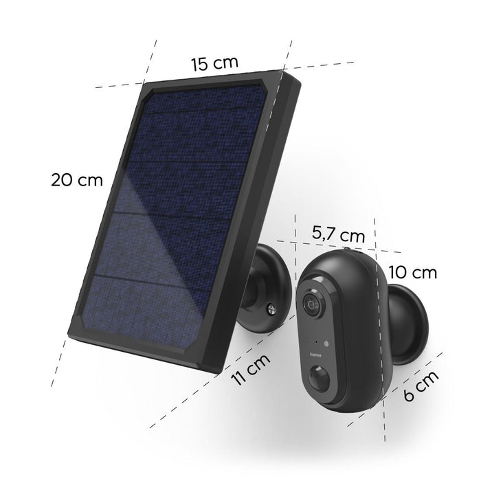 Hama WiFi Outdoor Camera, With Solar Panel, Batteries, Motion Detector, 1080p