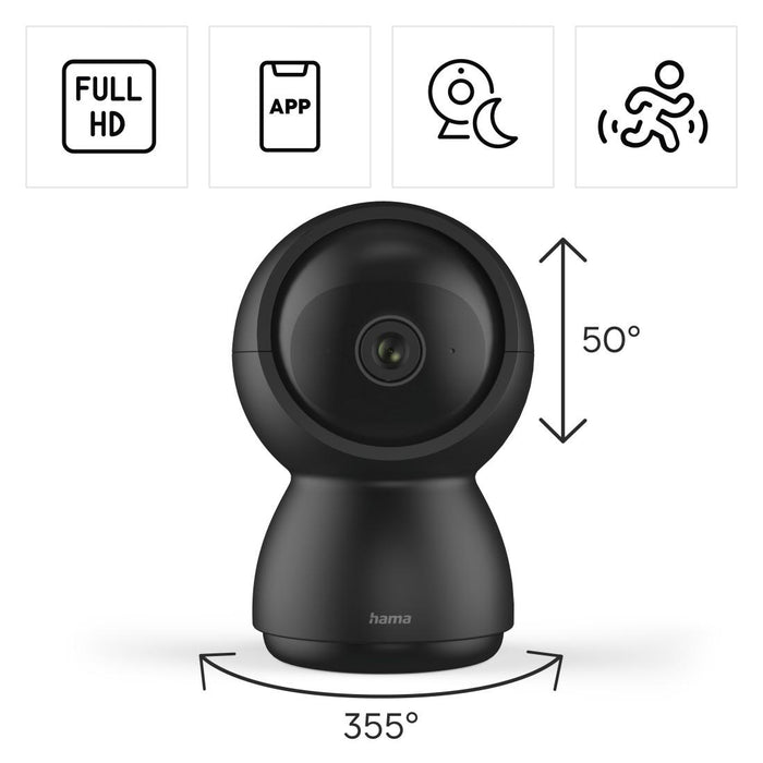 HAMA WiFi Camera 1080p Indoor Rotatable Motion Sensor Black