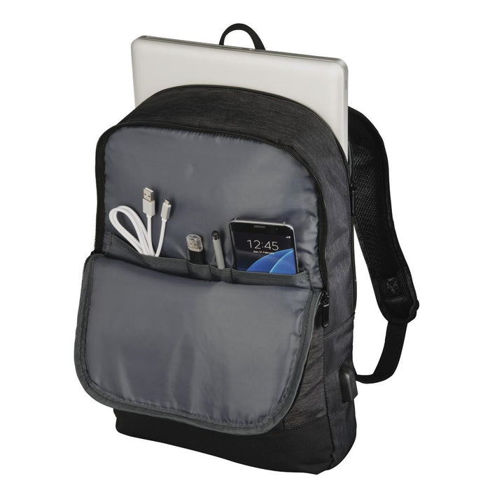 HAMA Manchester laptop backpack, Up to 40 cm (15.6"), USB port, Black, 216489