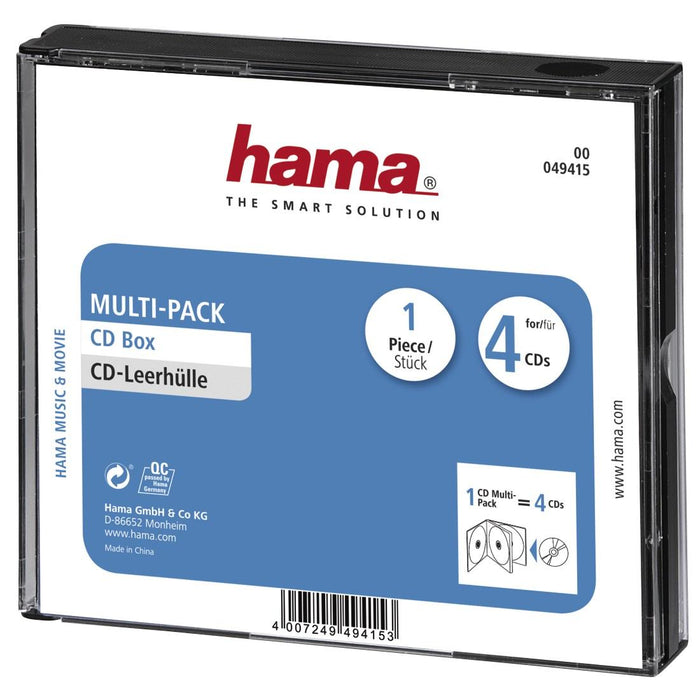 HAMA Multi-Pack 4 CD/DVD case, transparent/black