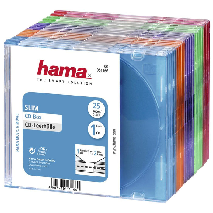Slim CD cases for Hama discs, pack of 25, 51166