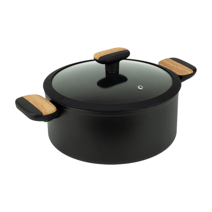 POT WITH LID 24 X 11 CM HORECANO BLACK AND WOOD