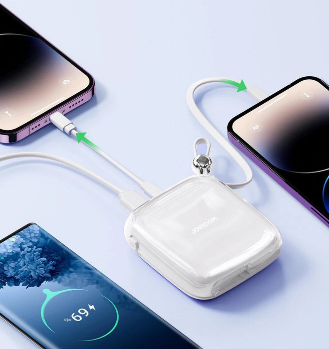 Joyroom powerbank 10000mAh Jelly Series 22.5W with built-in Lightning cable white (JR-L003)