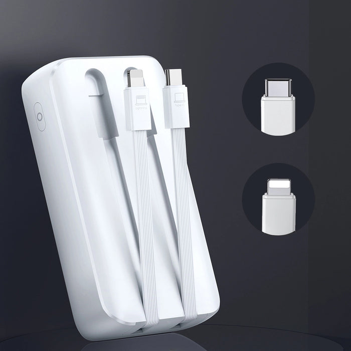 Mini power bank with built-in cables Joyroom JR-PBC06 30W 10000mAh - white