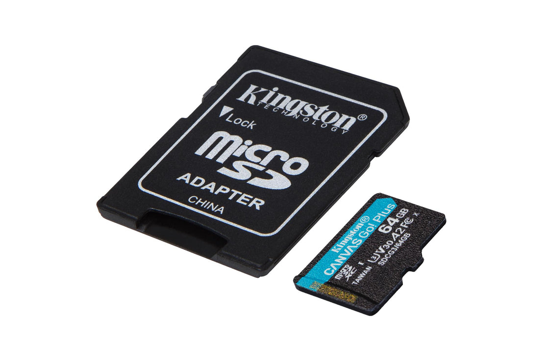 KINGSTON 64GB microSDXC Canvas Go Plus 170R A2 U3 V30 Card ADP