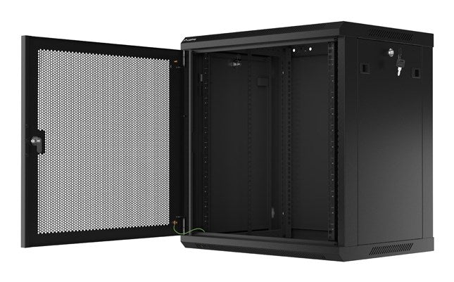 Lanberg rack cabinet 19" wall-mount 12U/600x450 with perforated door black (flat pack)