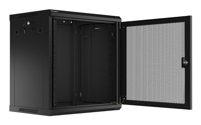 Lanberg rack cabinet 19" wall-mount 12U/600x450 with perforated door black (flat pack)