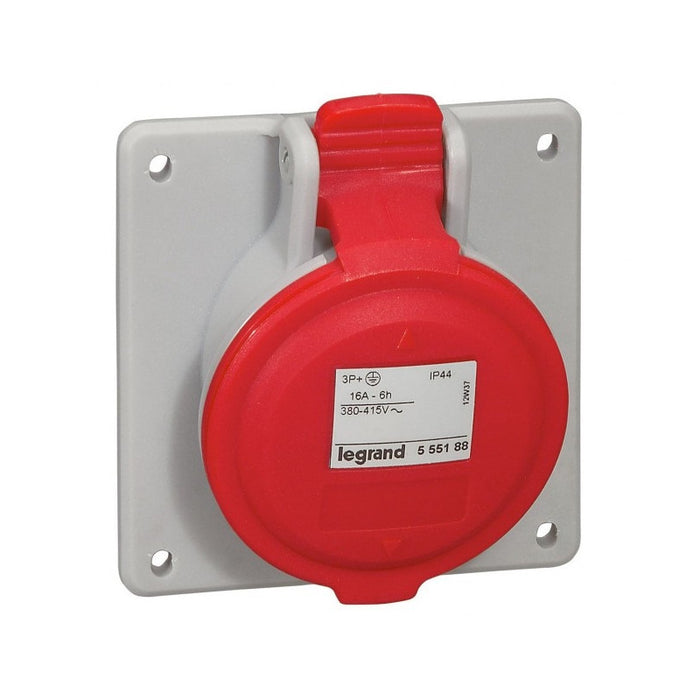 PANEL SOCKET IP44 3P+E, 16A 380/415V LEGRAND - GRAY/RED