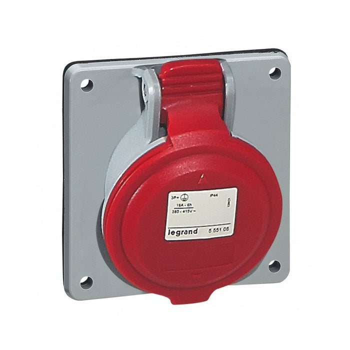 PANEL SOCKET IP44 2P+E, 32A 380/415V LEGRAND - GRAY/RED