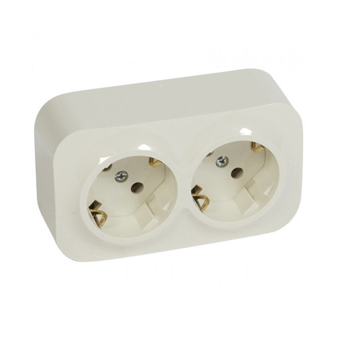DOUBLE CONTACT SHUKO WITH CHILD PROTECTION FOR OPEN INSTALLATION FORIX LEGRAND - CREAM