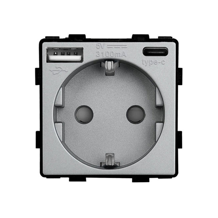 CONTACT WITH USB-A+C AND CHILD PROTECTION MECHANISM GRAY LUXON