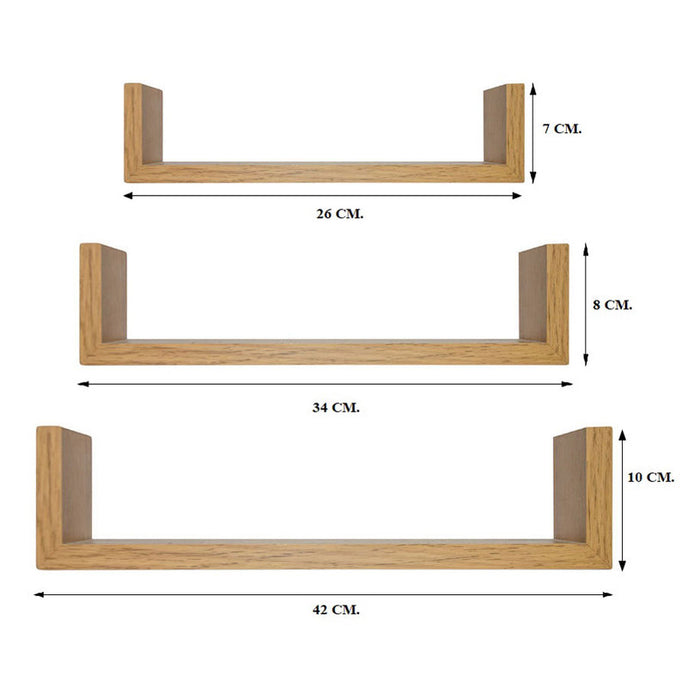 MAXHOME WALL SHELF SET 3 PCS. OAK