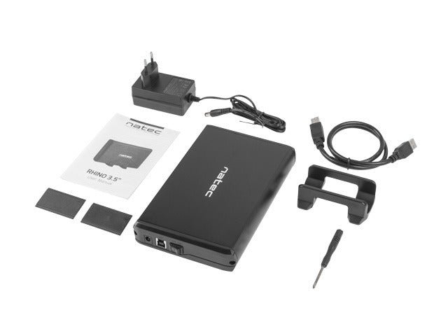 Natec External HDD/SSD Enclosure Rhino SATA 3.5" USB 3.0 Aluminium Black