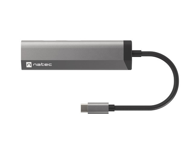 Natec Fowler Multiport Adapter 4 in 1, 2xUSB 3.0 HUB, HDMI 4K, USB-C PD, Slim