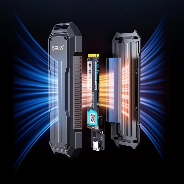 Orico OXS2C3-G2 M.2 NVMe/SATA SSD USB-C 3.2 Tactical Reinforced Disk Caddy - Gray
