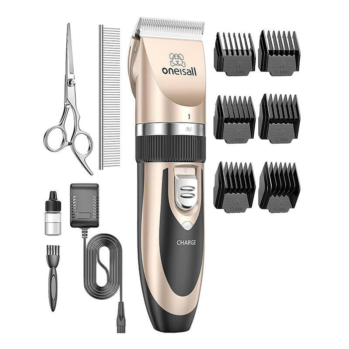 Oneisall P2 Pet Trimmer / Clippers + Scissors + Comb Set (Gold)