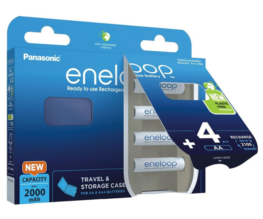 Rechargeable batteries PANASONIC ENELOOP AA 2000 mAh 4 szt + case (BK-3MCDE/4CP+CASE)