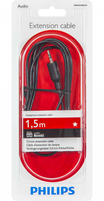 Cable Philips SWA2528W/10 3.5MM STEREO JACK M - 3.5MM STEREO JACK F, 1.5M