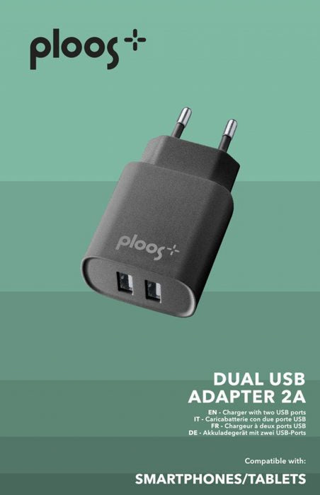 Charger PLOOS 220V, 2 USB, 2A black